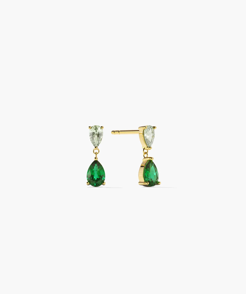 Gold-tone drop earrings with two graduated green stones