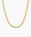Bold gold-tone herringbone chain necklace, flat profile