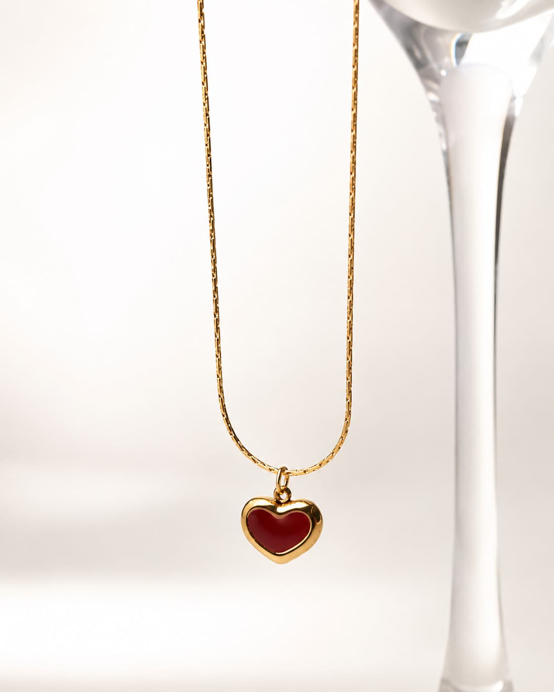 Cuore Heart Pendant Necklace, Red