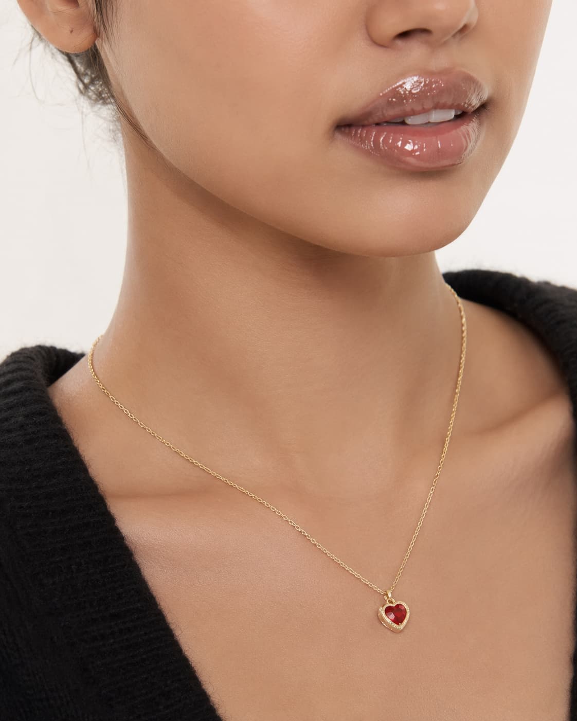 Cuore Heart Pendant Necklace, Red
