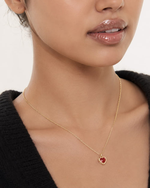 Cuore Heart Pendant Necklace, Red