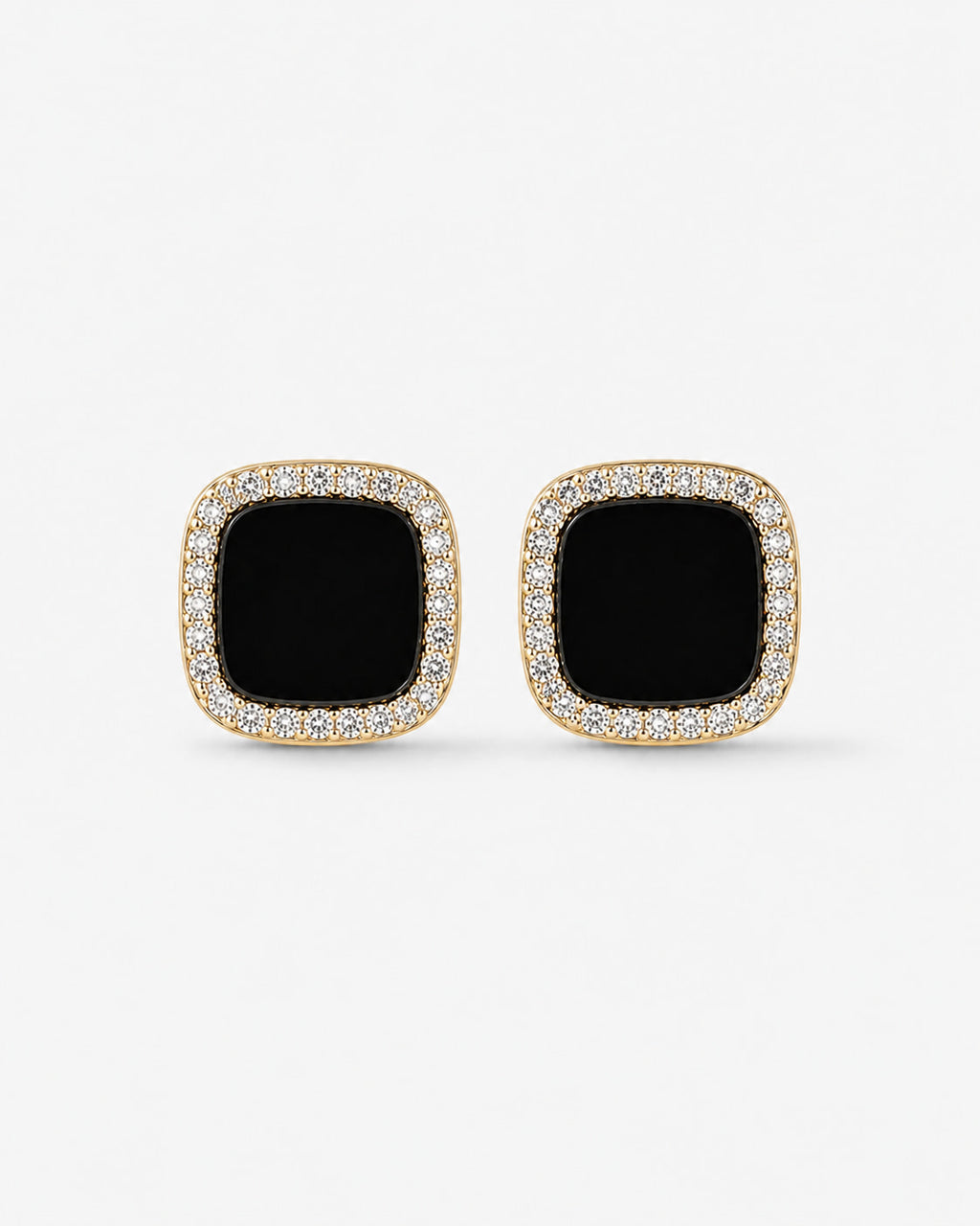 Luxe Black Square Stud Earrings