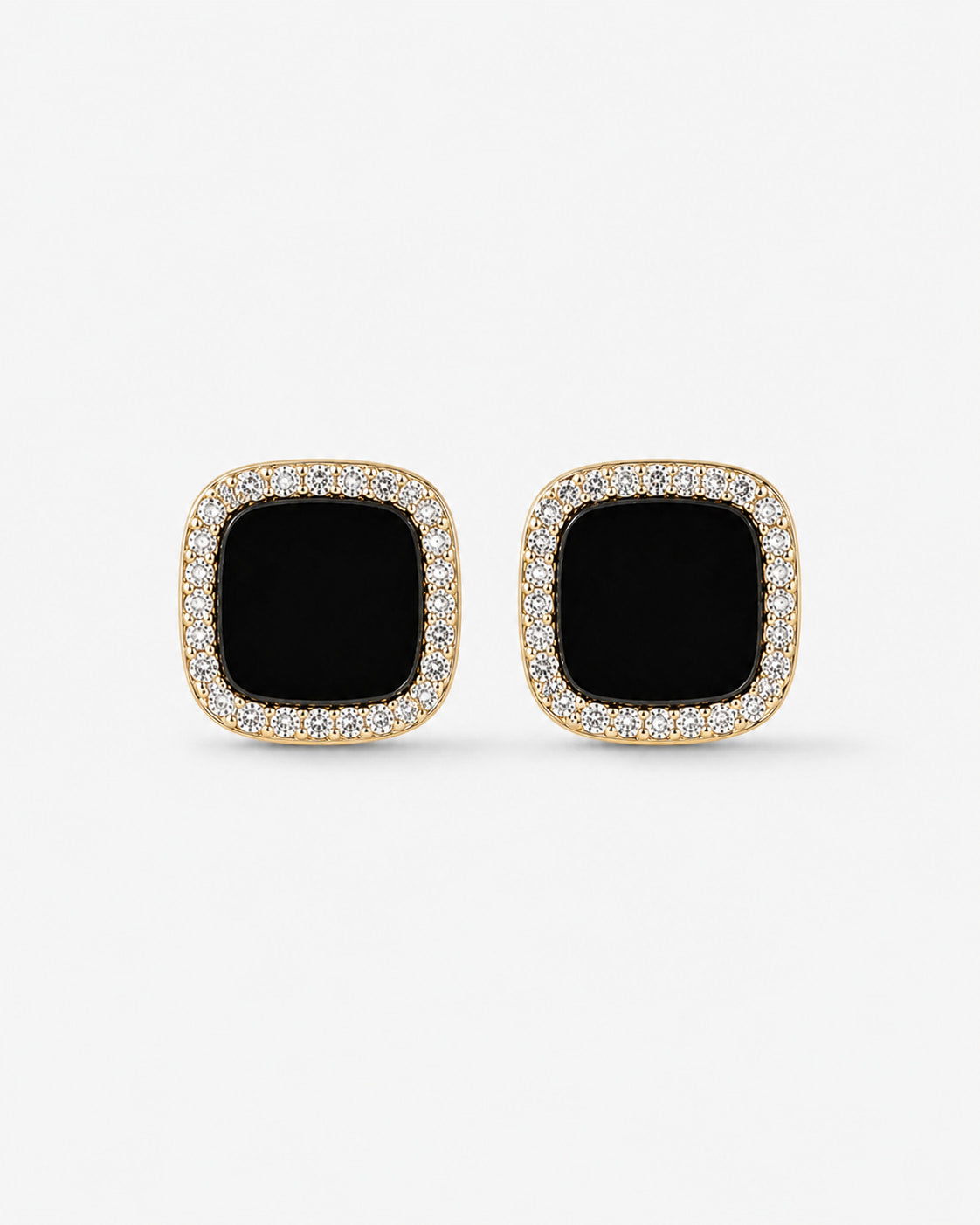 Luxe Black Square Stud Earrings