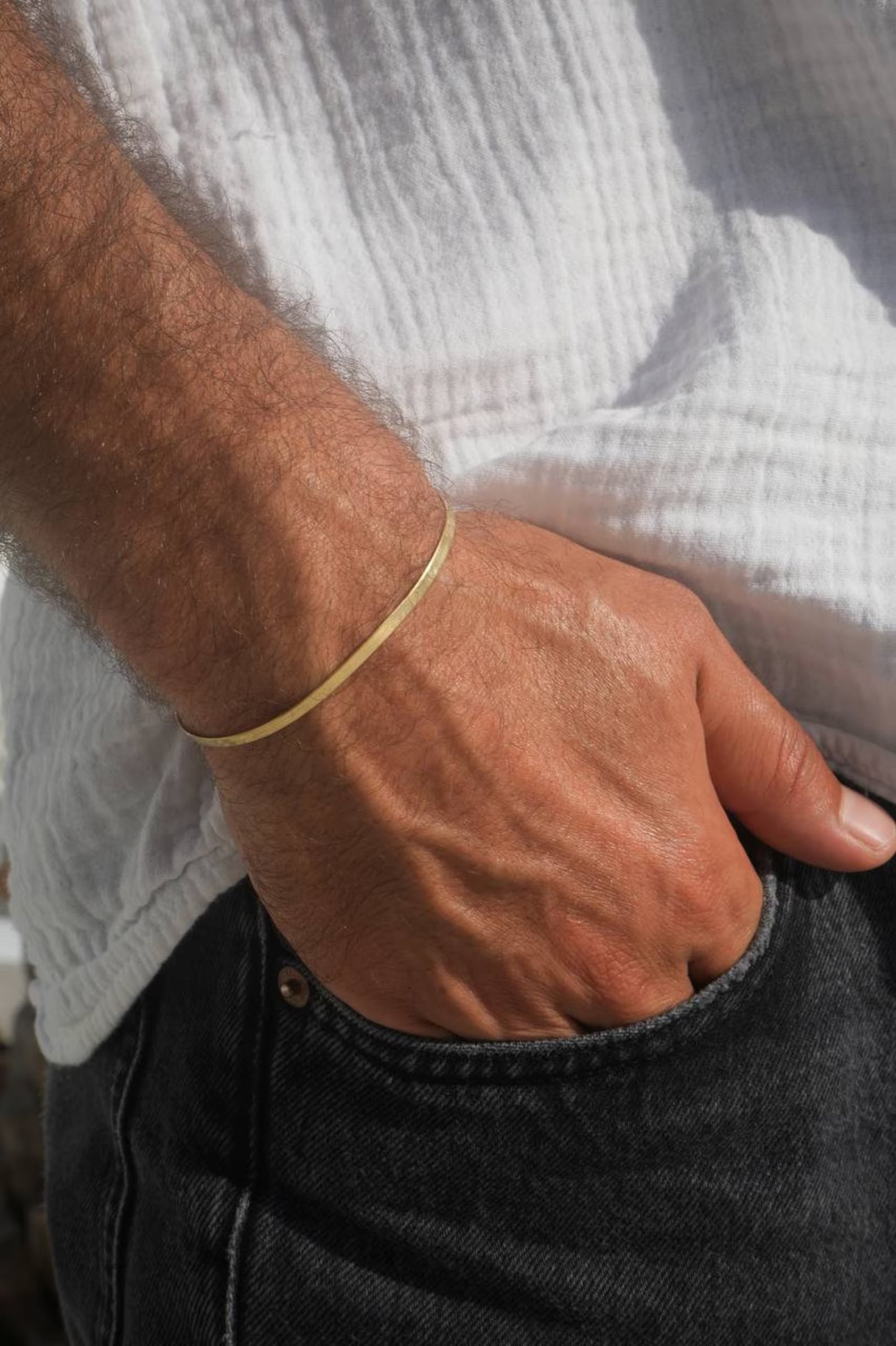 Silver & Gold Matching Bracelet Set for Couples - detail view